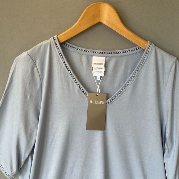5 for $45  New Madeleine Top Blouse Shirt Women Size 10 Blue - Picture 3 of 7